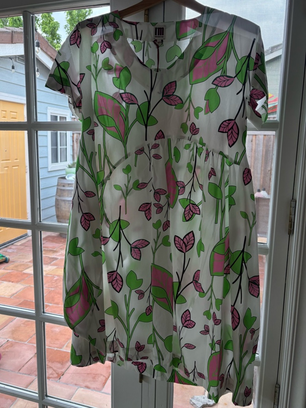 White Mini Dress with Pink & Green Floral Print